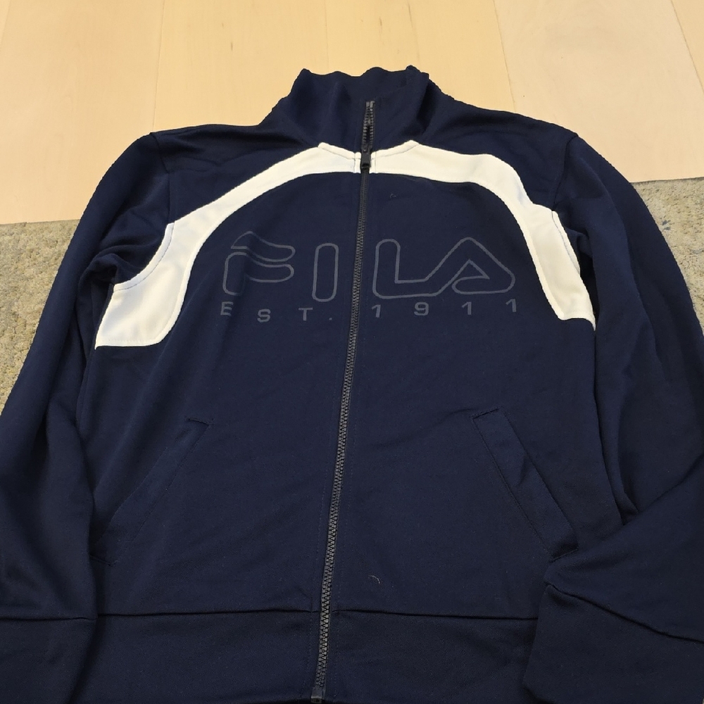 Fila Blue and White Zip Up Sweater
